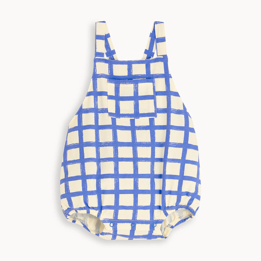 Scooter - Blue Checker Jersey Baby Bubble Romper