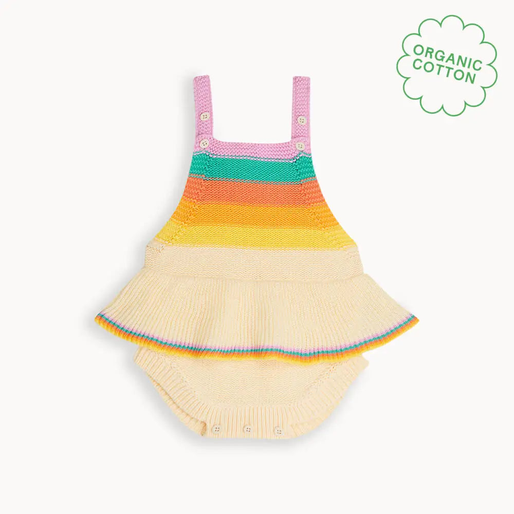 Bubble Frill - Rainbow Pink Rainbow Stripe Romper - The bonniemob 