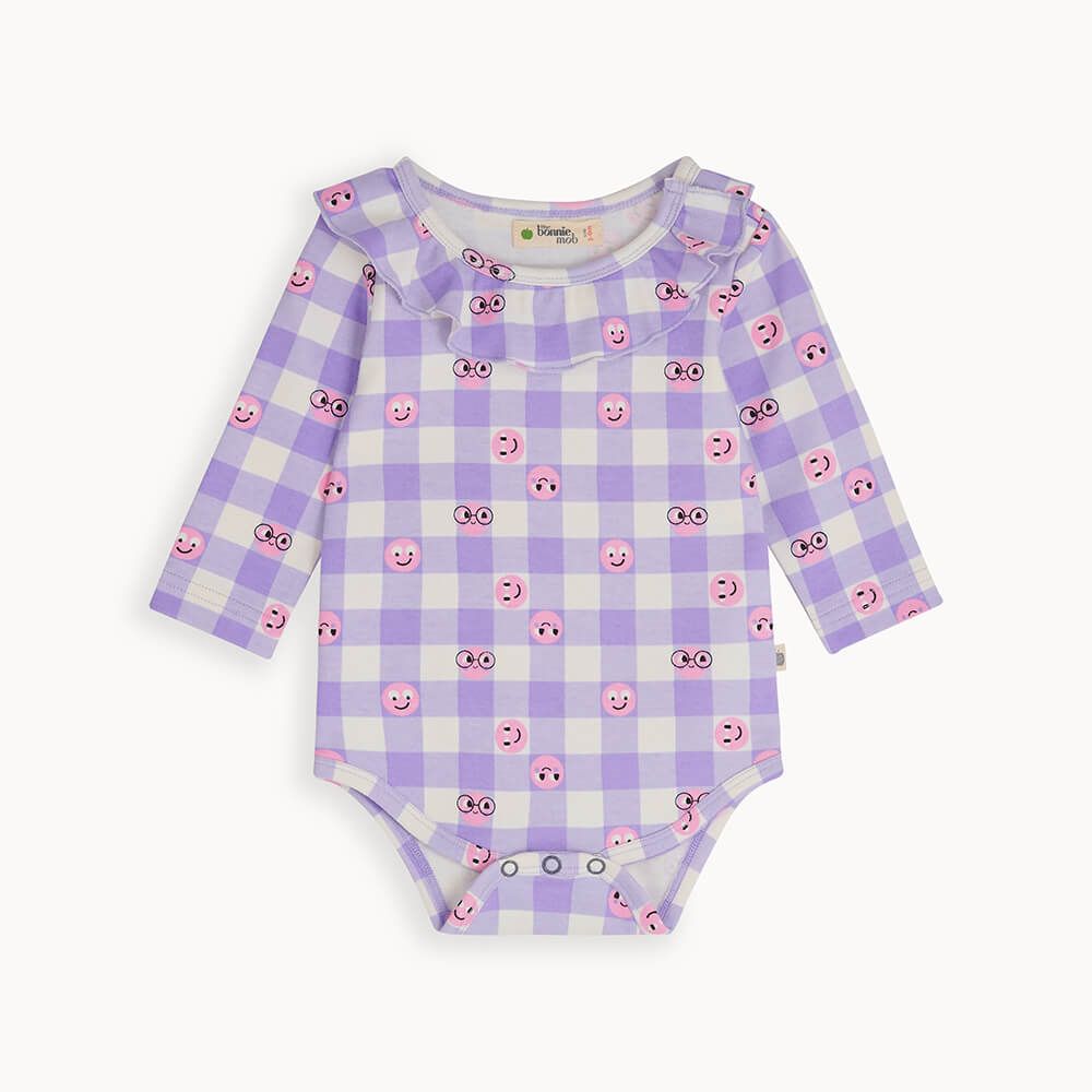 Butterscotch - Lilac Tiddlywink Long Sleeve Bodysuit With Frill - The bonniemob 