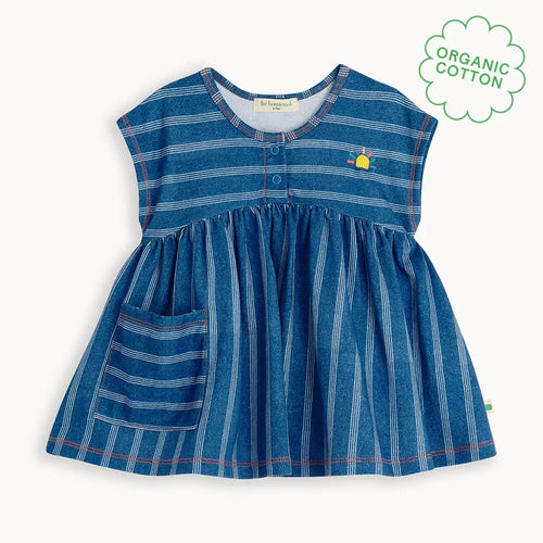 Milena - Denim Pinstripe Baby & Kids Sun Dress DRESS