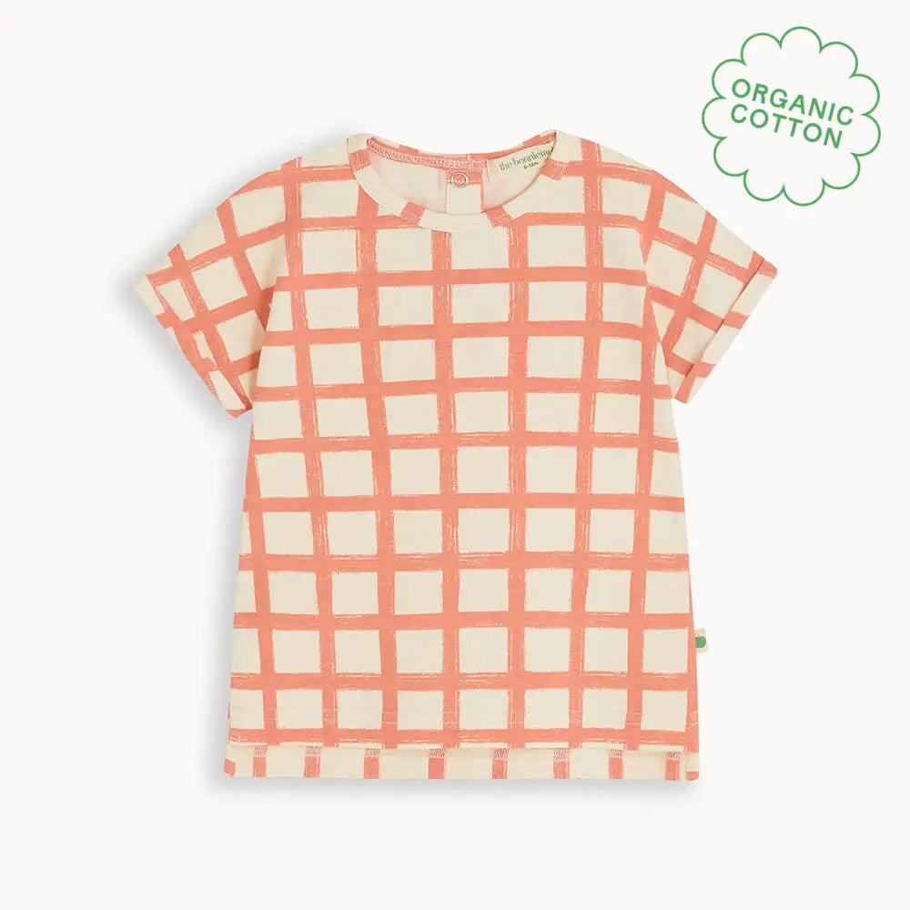 Santorini - Terracotta Checker Jersey Baby & Kids T-Shirt T-SHIRT